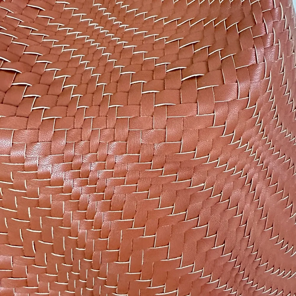 Deux Lux Bond Hobo Shoulder Bag Woven Leather Honey Brown Large Tote - Picture 6 of 12